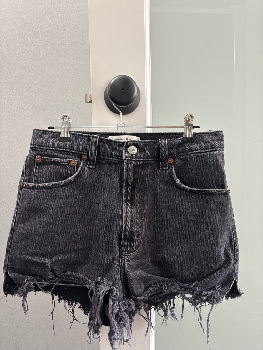 Abercrombie & Fitch Black Distressed Cutoff Jean Shorts
